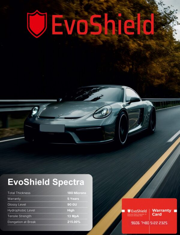 EvoShield Spectra 180 Micron Aliphatic TPU PPF Kaplama – 5 Yıl Garantili Premium Boya Koruma Filmi