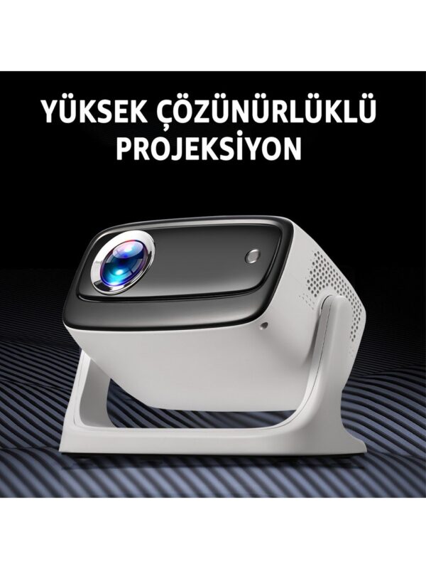 Lensun 4K Android TV Projeksiyon Cihazı – 200 İnç Full HD Mini Projektör, WiFi, Bluetooth 5.2, Otomatik Keystone, HDMI/USB, Play Store Destekli