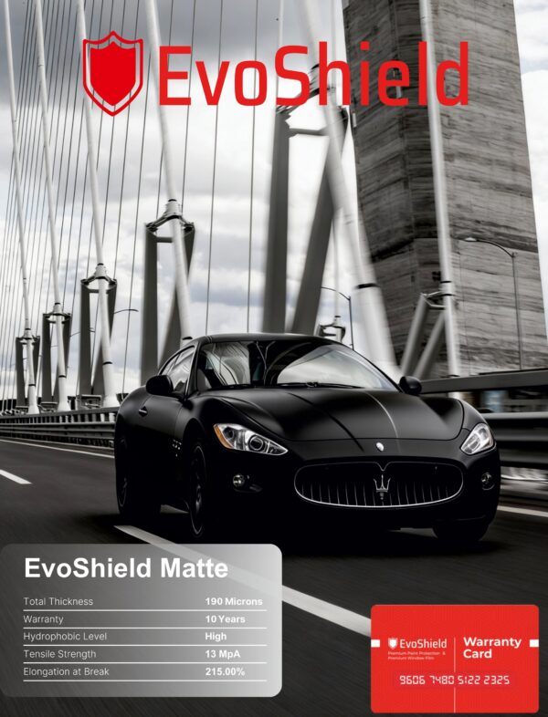 EvoShield Matte 190 Micron Mat PPF | 10 Yıl Garantili TPU Boya Koruma Filmi